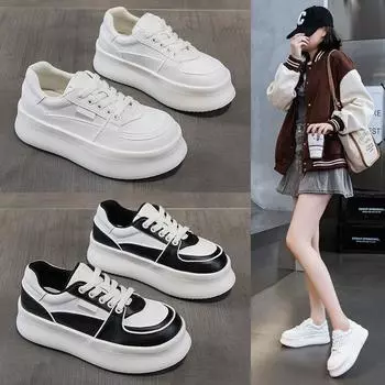 Туфли белые из натуральной кожи с мягкой подошвой, спортивные, повседневные, на толстой подошве 35 белый