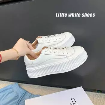 Туфли белые из натуральной кожи женские летние студенческие повседневные туфли на толстой подошве 38 белый
