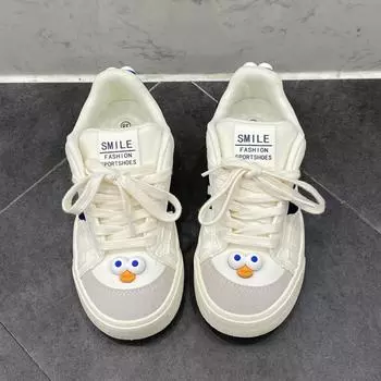 Туфли белые на плоской подошве для женщин, универсальные, удобные, модные, повседневные туфли на шнуровке 35 бежевый