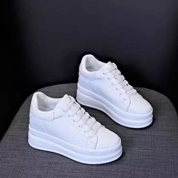 Туфли белые на скрытом каблуке женские 8 см новые весенние и осенние туфли на платформе для отдыха 34 чёрный