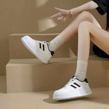 Туфли белые на толстой подошве для женщин, дышащая и повседневная женская обувь 35 покинуть белый