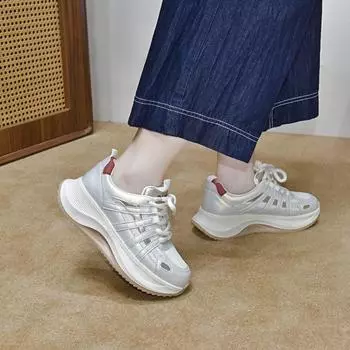 Туфли белые на толстой подошве, поп-обувь, спортивная, повседневная, дорожная обувь 35 золотой