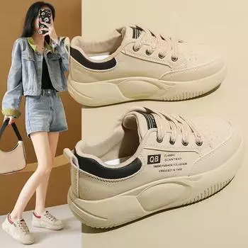 Туфли белые с толстой подошвой и мягкой подошвой для женщин, весна и осень, новые универсальные кроссовки, обувь для папы, повседневная спортивная обувь 35