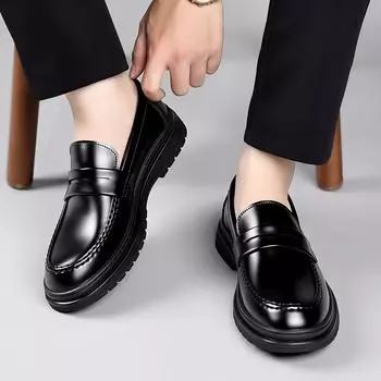 Туфли без застежек, удобные мокасины, универсальная мужская обувь для вождения, универсальные кожаные мокасины, повседневные офисные туфли на плоской подошве 38