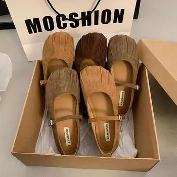 Туфли-бини Mary Jane на мягкой подошве для женщин с педалью 2025 года, женские туфли-одиночки, юбка, новые туфли в стиле ретро для бабушки 35 верблюд