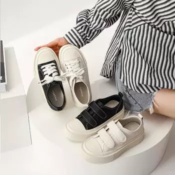 Туфли бисквитные на толстой подошве, кожаные маленькие белые туфли, женские туфли с принтом личи, повседневные туфли на липучках с толстой подошвой, женские туфли для сноуборда 35 белый