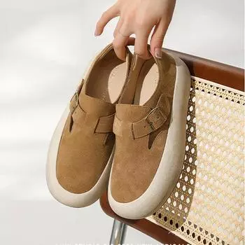 Туфли Boken на толстой подошве, женские кожаные повседневные туфли, внутри увеличенные, корейская версия, маленькие грязные туфли, новые ретро-туфли 35 чёрный