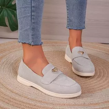 Туфли большого размера на плоской подошве для женщин, туфли с круглым носком и низким голенищем, замшевые, туфли-лодочки с одной педалью, мокасины. 36 темно-коричневого