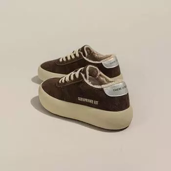 Туфли цвета хлеба Майяра с круглой головкой и толстой подошвой для женщин 2024 года, осень-зима, новые туфли из бархата и хлопка в стиле ретро, европейские товары 35