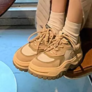 Туфли Dad Shoes из натуральной кожи на толстой подошве с круглым носком и сеткой на низком голенище для воздухопроницаемости, удобные, повседневные, универсальные, спортивные туфли 35 чёрный