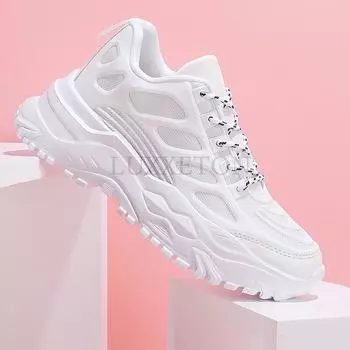 Туфли Dad Shoes с круглым носком и толстой подошвой, с сеткой для комфортной воздухопроницаемости и универсальности, модная повседневная обувь для сёрфинга 35 бежевый