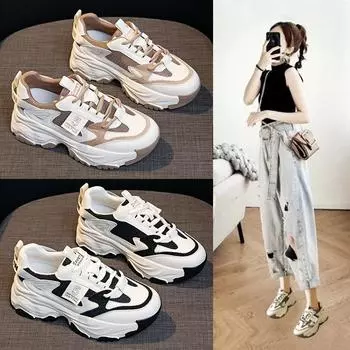 Туфли Daddy Shoes из натуральной кожи женские, весна и осень, новые, повседневные, на толстой подошве, спортивные, утягивающие, модные 35
