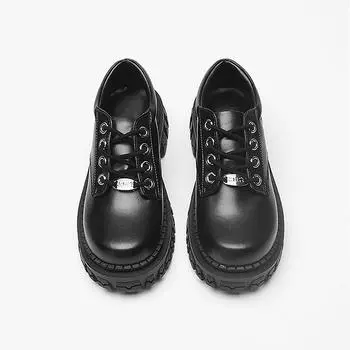 Туфли Delias Platform Small Leather Shoes Summer Black Japanese Mary Jean Shoes Women Shorty Music Babes Muffin Shoes British Style 34 чёрный