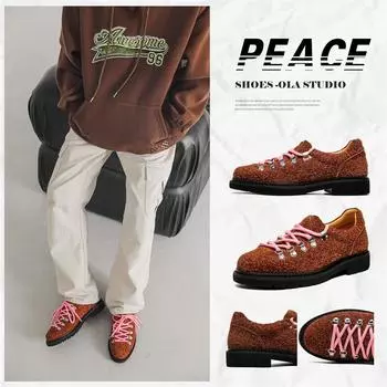 Туфли дерби мужские новые однобортные туфли на шнуровке повседневные туфли с внутренней высокой платформой маленькие кожаные туфли 66593-M 38 коричневый