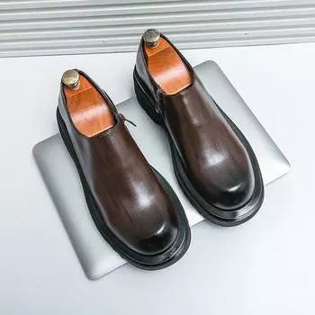 Туфли Дерби мужские новые однопедальные низкие повседневные кожаные туфли мужские британские туфли на платформе черные туфли Martin 38