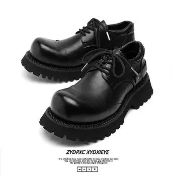 Туфли дерби с большой головкой, мужские, на толстой подошве, с завышенной головкой, черные, с низким верхом, в британском стиле, кожаные туфли 66689-B 43