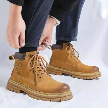 Туфли дерби с большой головкой, мужские ботинки Martin с круглой головкой, винтажные ботинки Tooling, высокие ботинки Desert 4729-R 38 коричневый