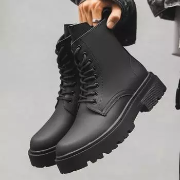 Туфли дерби с большой головкой, мужские ботинки Martin с круглой головкой, винтажные ботинки, высокие ботинки для пустыни 4729-J 38 чёрный