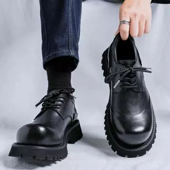 Туфли дерби с большой головой, повседневные кожаные туфли на платформе, модные мужские туфли с Микки Маусом, новые ретро-туфли с маленькими кожаными туфлями 66689-R 38