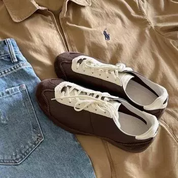 Туфли для балета из коровьей кожи - женские спортивные кроссовки в стиле ретро с мягкой подошвой, новинка 2025 года, повседневный стиль, сочетающийся по цвету 37 коричневый