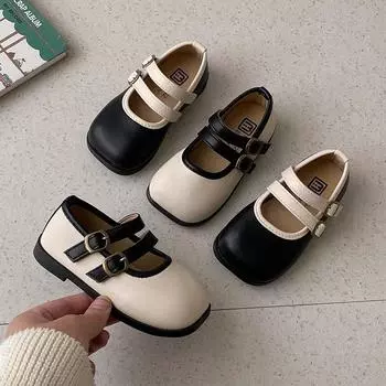 Туфли для девочек, детская кожаная обувь, новый весенне-осенний сезон, маленькая принцесса для девочек, одиночные туфли в западном стиле, мягкая подошва, осенний стиль 21 бежевый