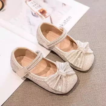 Туфли для девочек, туфли принцессы, новые весенне-осенние детские туфли, маленькие кожаные туфли, туфли для маленьких девочек, хрустальные туфли 23 белый