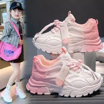 Туфли для девочек весна и осень однотонные мягкая подошва кожаная поверхность дышащие одинарные женские туфли детские 26 (inner length 16.5cm) розовый