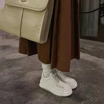 Туфли для доски на толстой подошве, женские весенние новые корейские версии, универсальные спортивные повседневные белые туфли, трендовые 35 белый