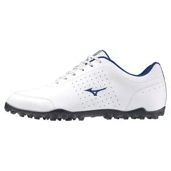 Туфли для гольфа, широкие, легкие, водонепроницаемые, см 4E [Mizuno], мужские, белые/синие, 27,0