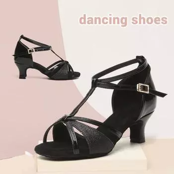 Туфли для латинских танцев на среднем каблуке 5 см, женские туфли для бальных танцев, туфли для танго и сальсы 34 золотой