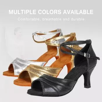Женская обувь для латинских танцев для девочек, мягкая подошва, обувь для бальных танцев сальса танго, 7 см 34 чёрный
