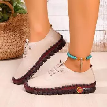 Туфли для мам на мягкой подошве из коровьего сухожилия весна/лето осень новые удобные повседневные туфли на плоской подошве для женщин 35 абрикосовый