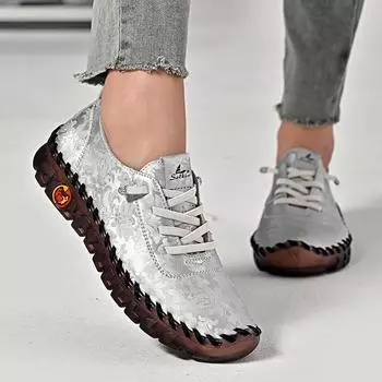 Туфли для мам с мягкой подошвой из коровьего сухожилия, женская обувь, плоская подошва, нескользящие одинарные туфли, повседневная женская обувь 35 белый