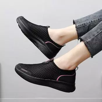 Туфли для мам с полой сеткой, летняя женская обувь, легкая женская спортивная обувь, повседневная обувь с мягкой подошвой и плоским дном 35 фиолетовый