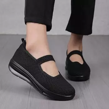 Туфли для мам с закрытым носком, летние и осенние, трикотажные, сетчатые, с мягкой подошвой, удобные, женские, нескользящие, с мягкой подошвой, размеры 36-42 36 розовый