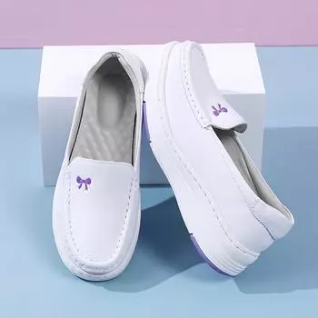 Туфли для медсестер женские осенние дышащие мягкие подошвы неутомляющие ноги толстые подошвы белые туфли рабочая обувь 34 синий