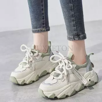 Туфли для пап из натуральной кожи с толстой подошвой из губчатой ткани и сетчатой дышащей тканью, повседневные, удобные, универсальные, легкие 35 чёрный