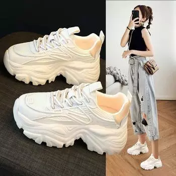 Туфли для пап из натуральной мягкой кожи на платформе с сеткой, женские летние новые туфли для улицы и отдыха на платформе, белые туфли 35 хаки