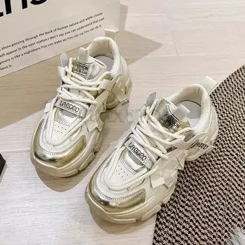 Туфли для пап с сетчатой подошвой и толстой подошвой, легкие и дышащие, для осени и зимы, модная обувь для бега, спорта и отдыха 35 чёрный