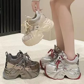 Туфли для пап, увеличивающие рост на 9 см, женская обувь, универсальная спортивная и повседневная спортивная обувь на толстой подошве 34 красный