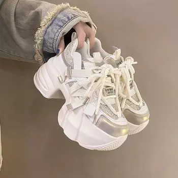 Туфли для папы на толстой подошве, увеличивающие рост, женская весна и осень, новая универсальная спортивная и досуговая обувь, бисквитные женские туфли-одиночки 34 чёрный