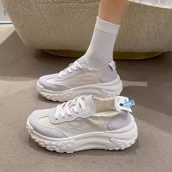 Туфли для папы Slimming Dad Shoes, женская весенняя новая облегающая спортивная повседневная обувь с толстой подошвой и высокой посадкой из арганового волокна для студентов 35