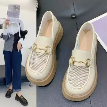 Туфли для женщин 2024 года, черные прозрачные летние туфли для женщин на среднем каблуке, прозрачные туфли на платформе с круглым носком, туфли без застежки 35