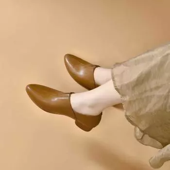 Туфли для женщин 2024 года, модные женские туфли-лодочки без застежек, лаконичные туфли для офиса и карьеры, женские туфли с острым носком и низким каблуком, женская обувь для отдыха на открытом воздухе 35 бежевый