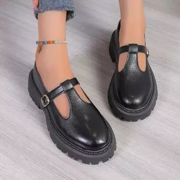 Туфли для женщин 2024 года с пряжкой на ремешке, женские туфли на высоком каблуке, модные офисные и карьерные туфли-лодочки, женские туфли на среднем каблуке с круглым носком, женская обувь для отдыха на открытом воздухе 35 чёрный