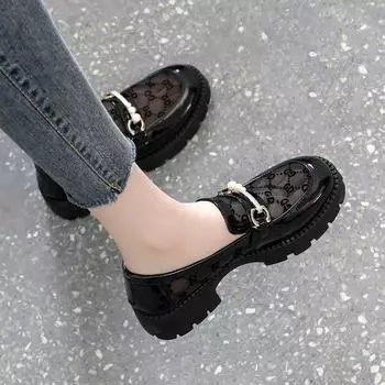 Туфли для женщин 2024 года, шикарная и элегантная женская летняя обувь, обычная кожаная повседневная прозрачная с круглым носком, подлинная Mark A 39 35