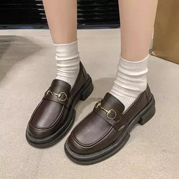 Туфли для женщин Брендовые лоферы Женские туфли на высоком каблуке Модные металлические украшения Офис и карьера Туфли-лодочки Женские 35