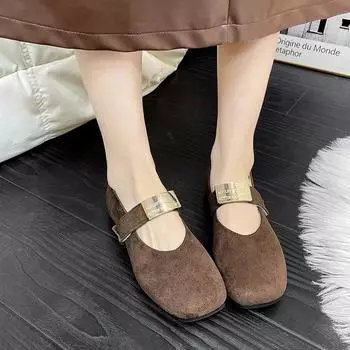 Туфли для женщин с квадратным носком, женские туфли на плоской подошве, модные повседневные туфли на плоской подошве для женщин, уличные туфли с металлическим декором 35