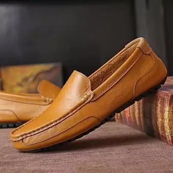 Туфли Doudou из натуральной кожи, мужские повседневные кожаные туфли для вождения, мягкие туфли с одной педалью, корейская версия универсальной мужской обуви 38 синий