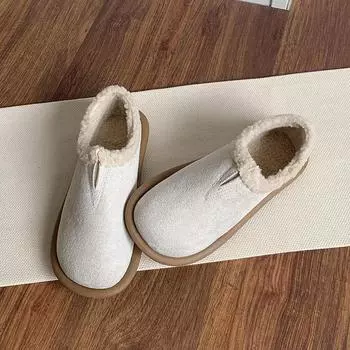 Туфли Doudou с одной педалью, женские туфли с мягкой подошвой, нескользящие зимние туфли, зимние бархатные теплые туфли с двумя хлопковыми подошвами 35